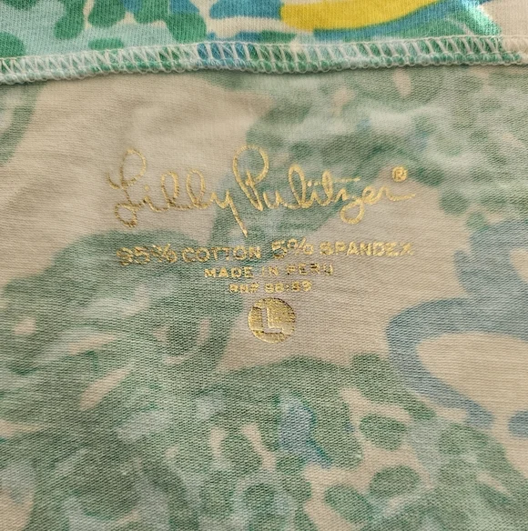 Lilly Pulitzer Juline Top Resort White In A Pinch Green Blue Floral Boatneck L - Picture 9 of 11